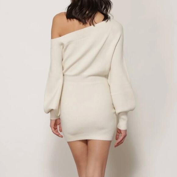 Line & Dot Off-Shoulder Knit Sweater Dress - Small - Picture 2 of 11